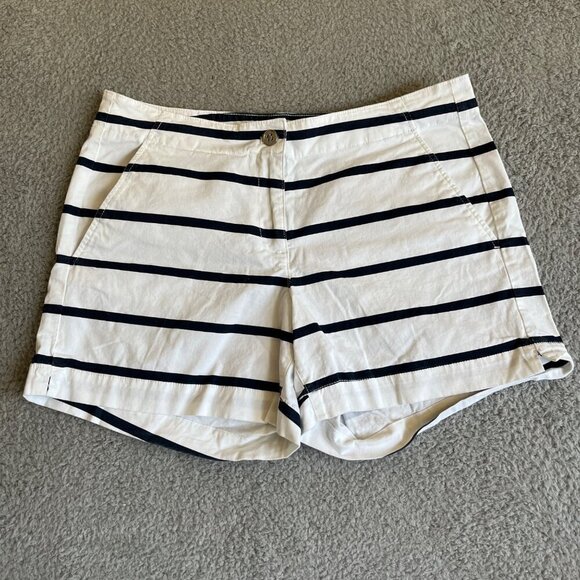 Nautica Pants - Nautica Chino Shorts Womens Size 10 Striped White Black Mid Rise Casual